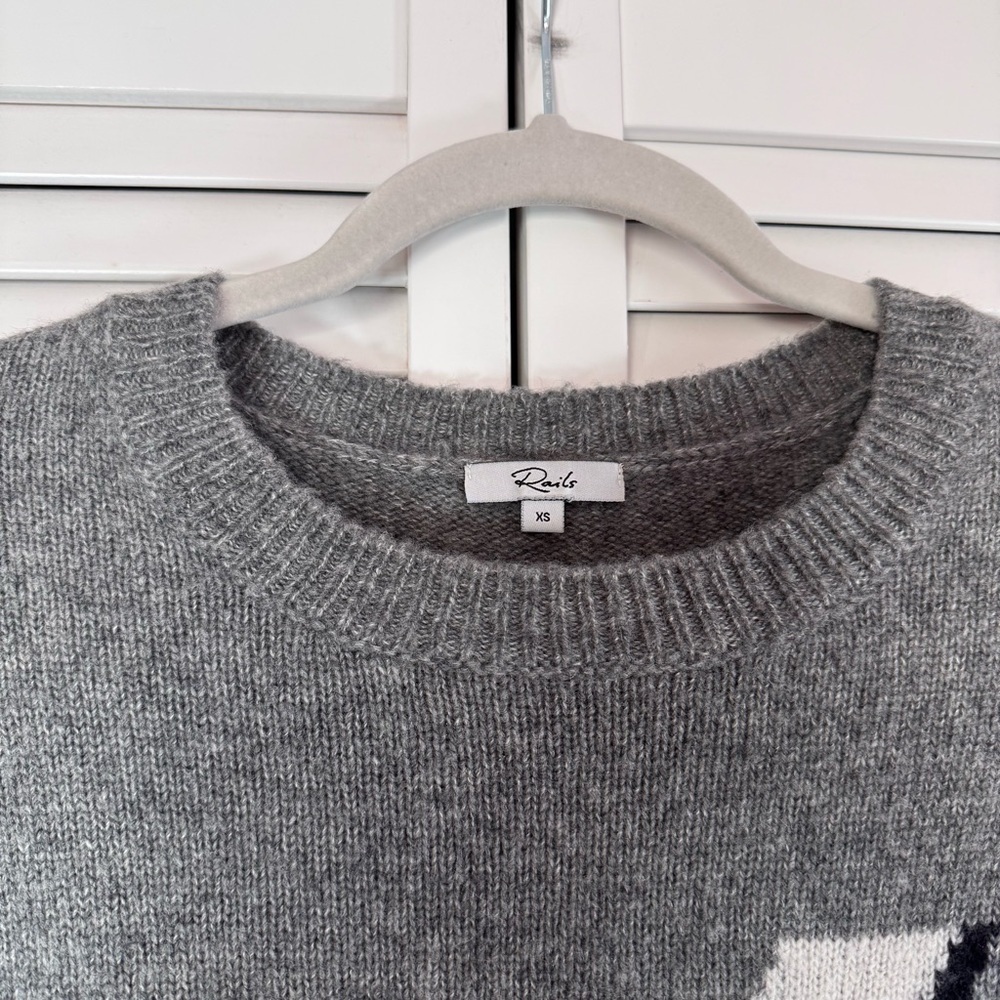 Rails Cashmere Soft Wool Blend Lightning Bolt Gray Sweater Luxury Soft Size XS - Picture 3 of 9
